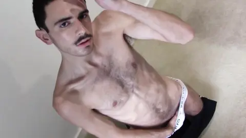 AmateursDoIt: Australian Moustache Amateur Dude Plays With Flashlight